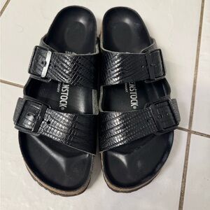 Birkenstock Arizona Black Leather Lizard Texture size 9/40